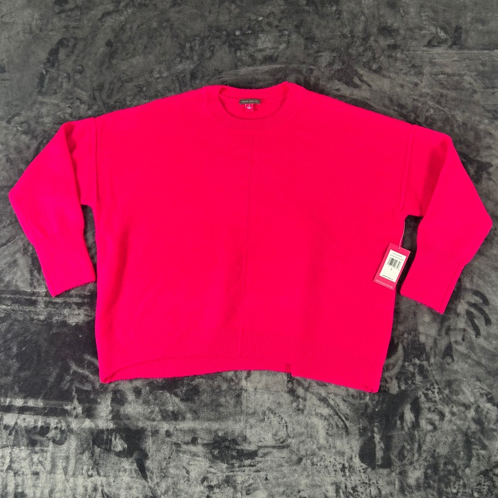 Vince Camuto‎ Sweater Womens Large Electric Pink Crewneck Drop Shoulder C3450230